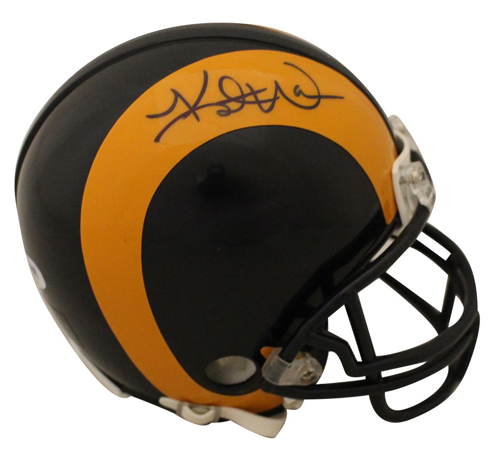 Kurt Warner Autographed/Signed St Louis Rams Mini Helmet PSA