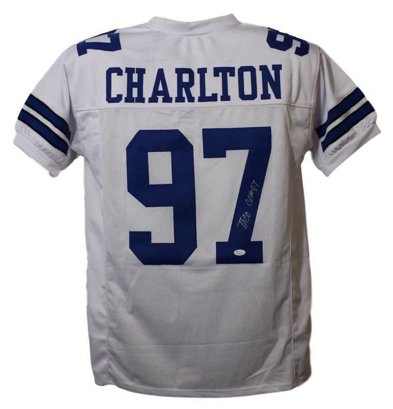 Taco Charlton Autographed Dallas Cowbyoys XL White Jersey JSA