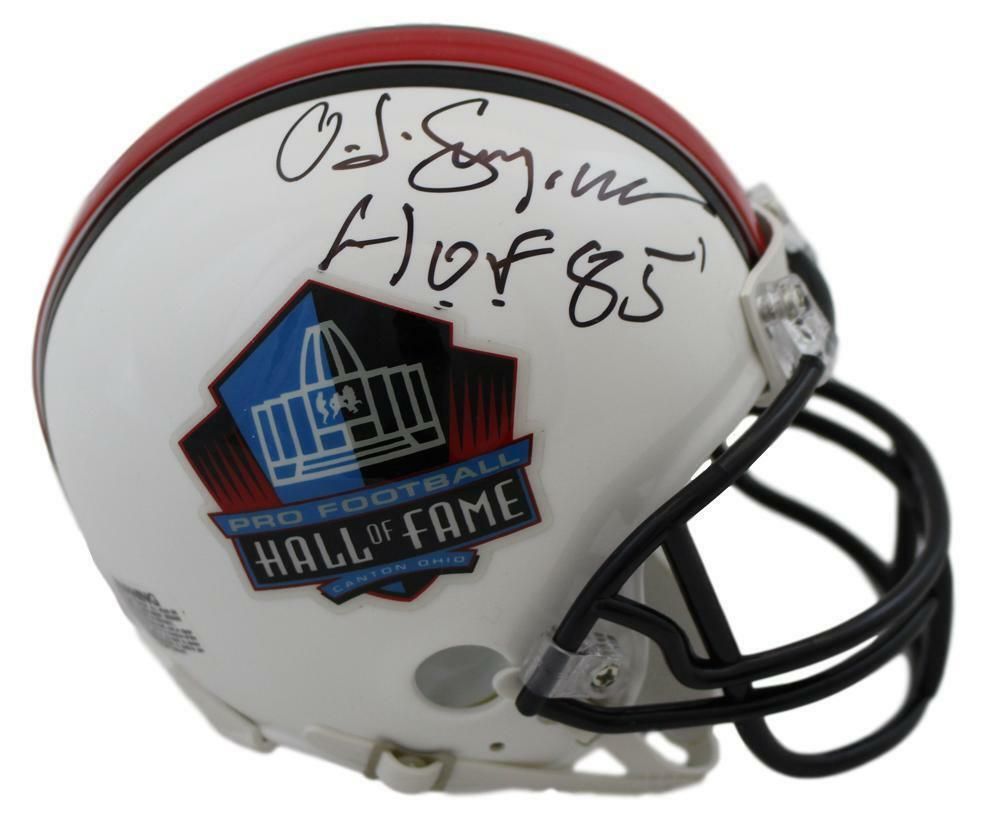 OJ Simpson Autographed HOF Mini Helmet HOF JSA