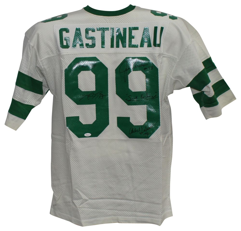 Sack Exchange Autographed New York Jets Champion White Jersey JSA