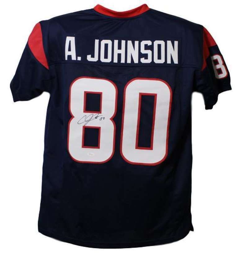 Andre Johnson Autographed Houston Texans Size XL Blue Jersey JSA