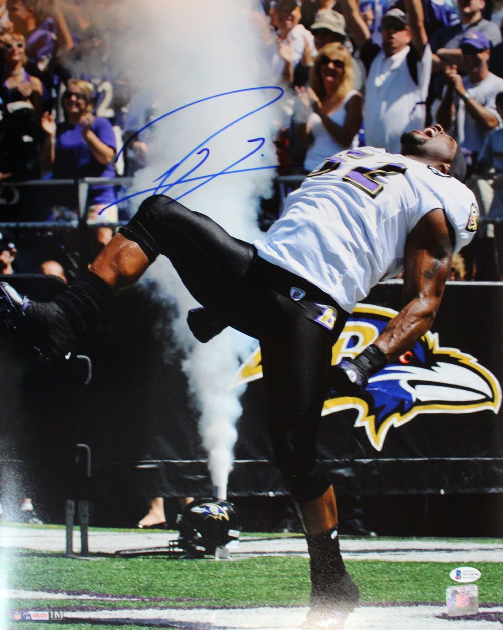 Ray Lewis Autographed/Signed Baltimore Ravens 16x20 Photo BAS PF