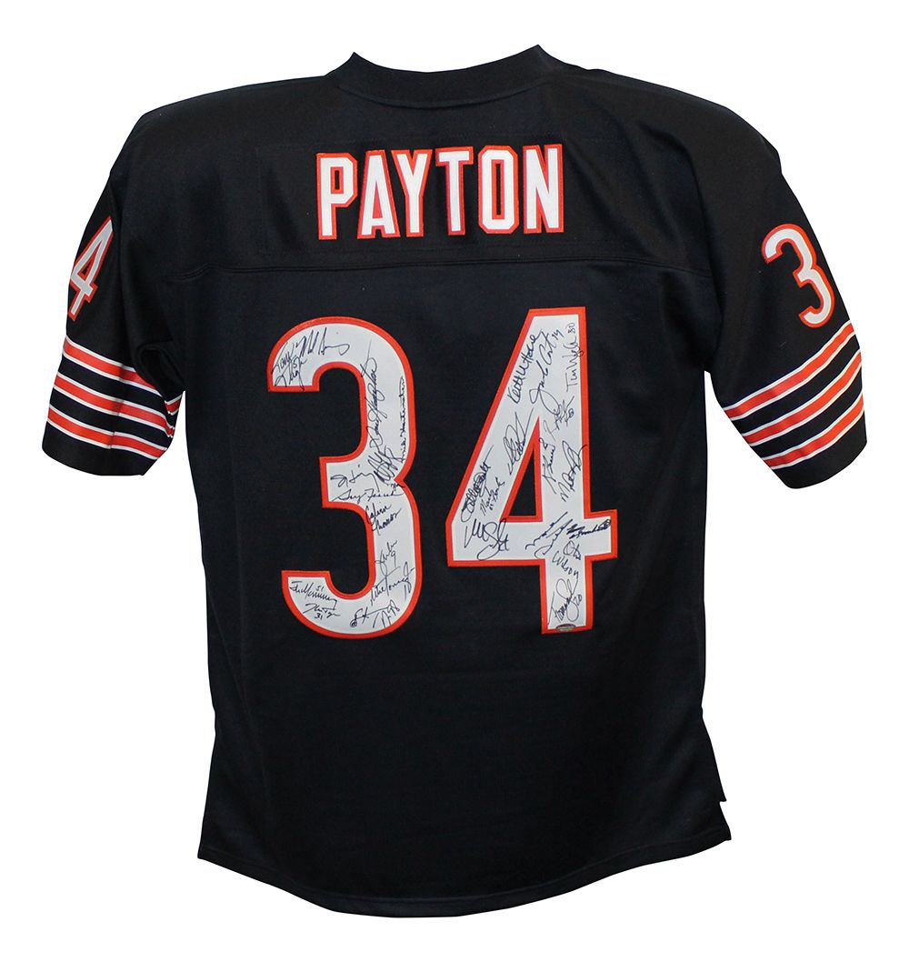 1985 Chicago Bears Team Signed Pro Style Walter Payton XL Jersey 28 Sigs