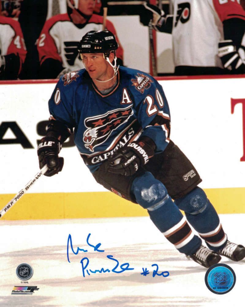 Michal Pivonka Autographed Washington Capitals 8x10 Photo Blue