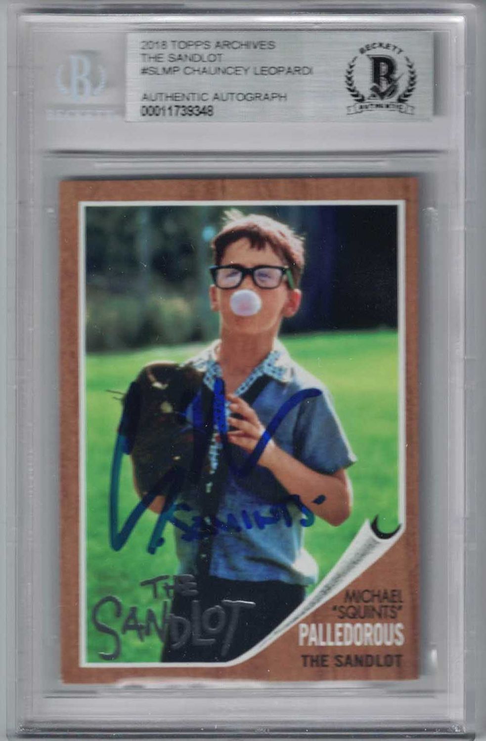 Chancy Leopardi Signed Sandlot 2018 Topps Archives Card Squints BAS Slab