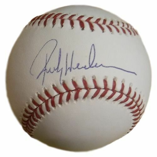Rickey Henderson Autographed Oakland Athletics OML Basebal Name Only JSA