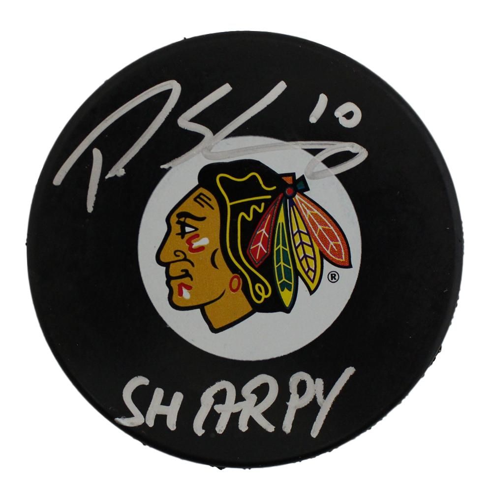 Patrick Sharp Signed Chicago Blackhawks Hockey Puck Sharpy BAS