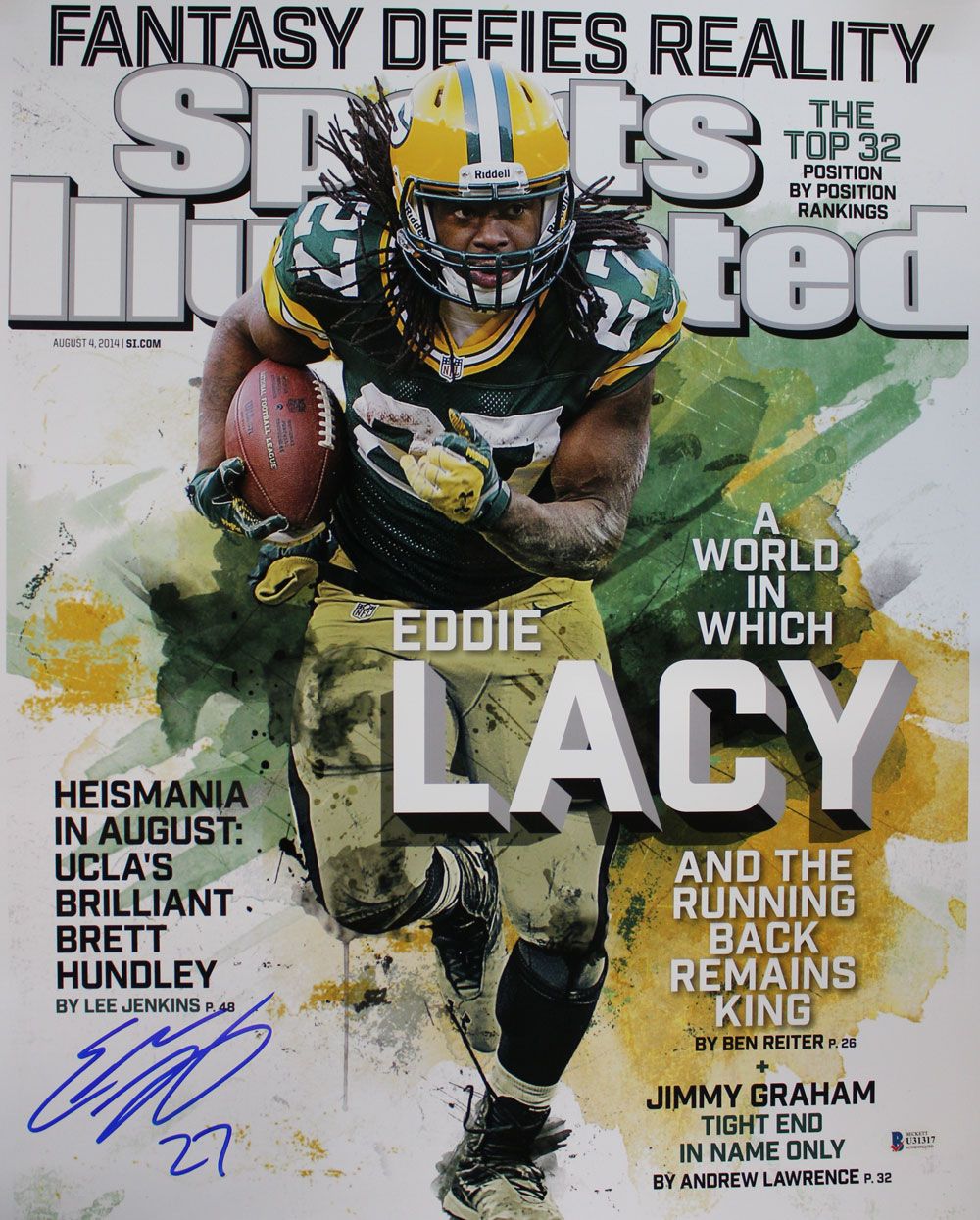 Eddie Lacy Autographed/Signed Green Bay Packers 16x20 Photo BAS