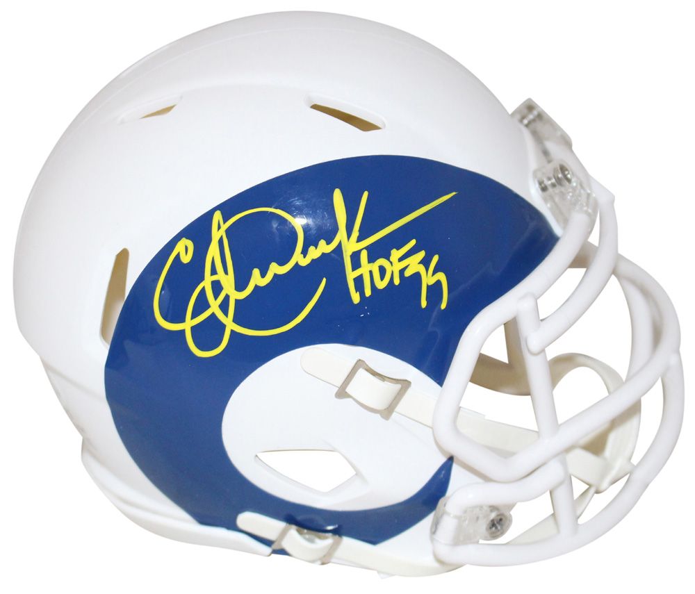 Eric Dickerson Autographed Los Angeles Rams AMP Mini Helmet HOF BAS