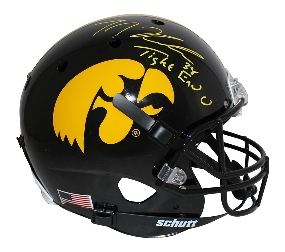 TJ Hockenson Autographed/Signed Iowa Hawkeyes F/S Schutt Helmet BAS