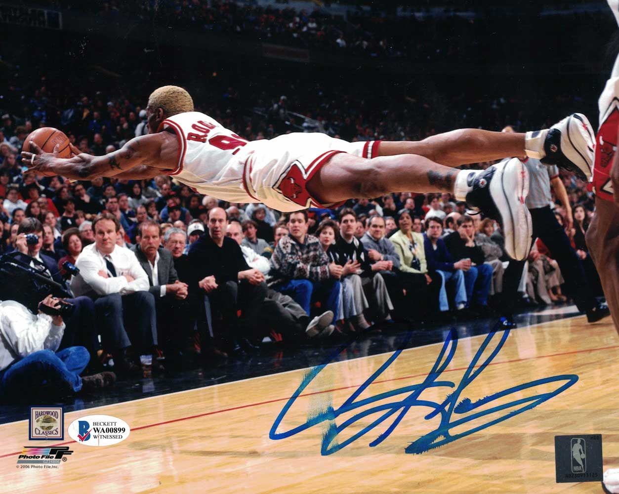 Dennis Rodman Autographed/Signed Chicago Bulls 8x10 Photo As Is BAS PF