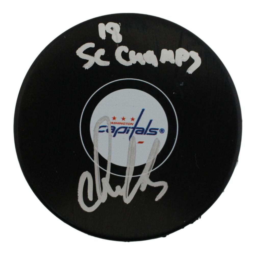 Alex Ovechkin Signed Washington Capitals Puck 18 SC Champs FAN