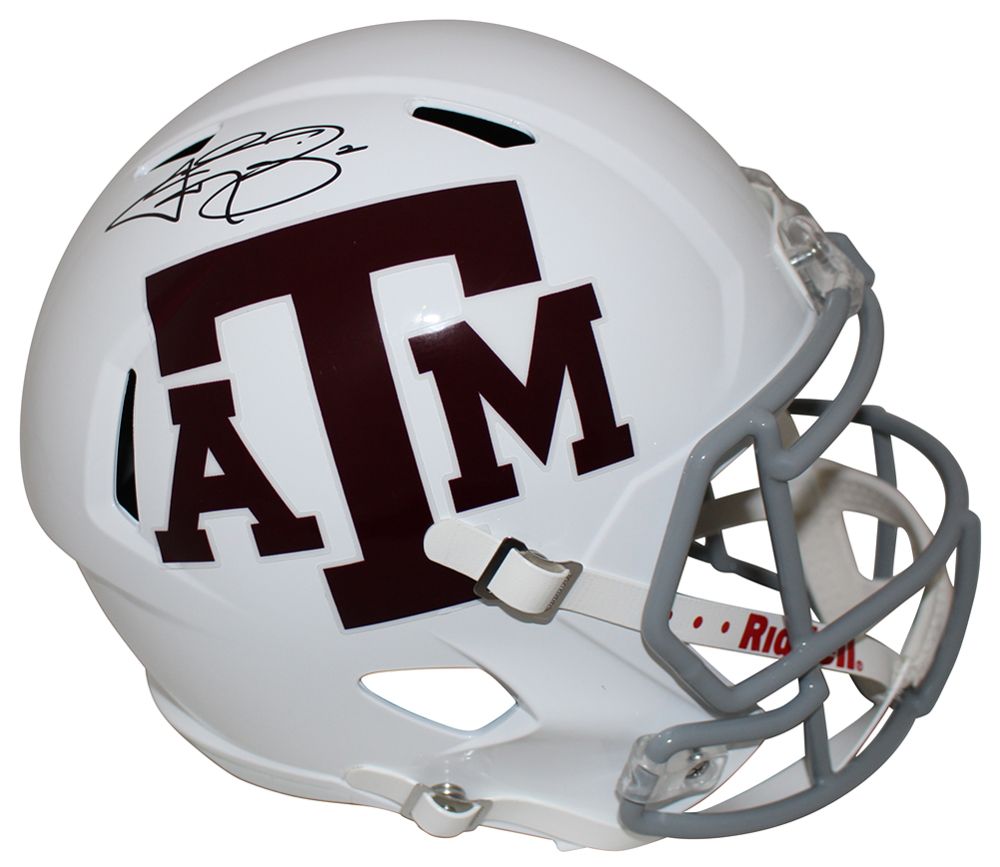 Johnny Manziel Autographed Texas A&amp;M Aggies White Speed Replica Helmet JSA