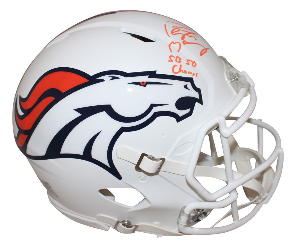Peyton Manning Signed Denver Broncos White Authentic Helmet Champs FAN