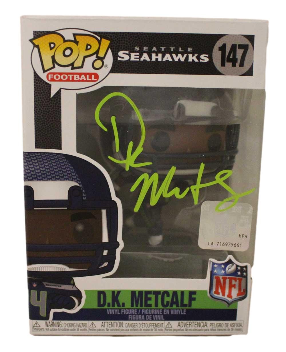 DK Metcalf Autographed/Signed Seattle Seahawks NFL Funko Pop #147 BAS