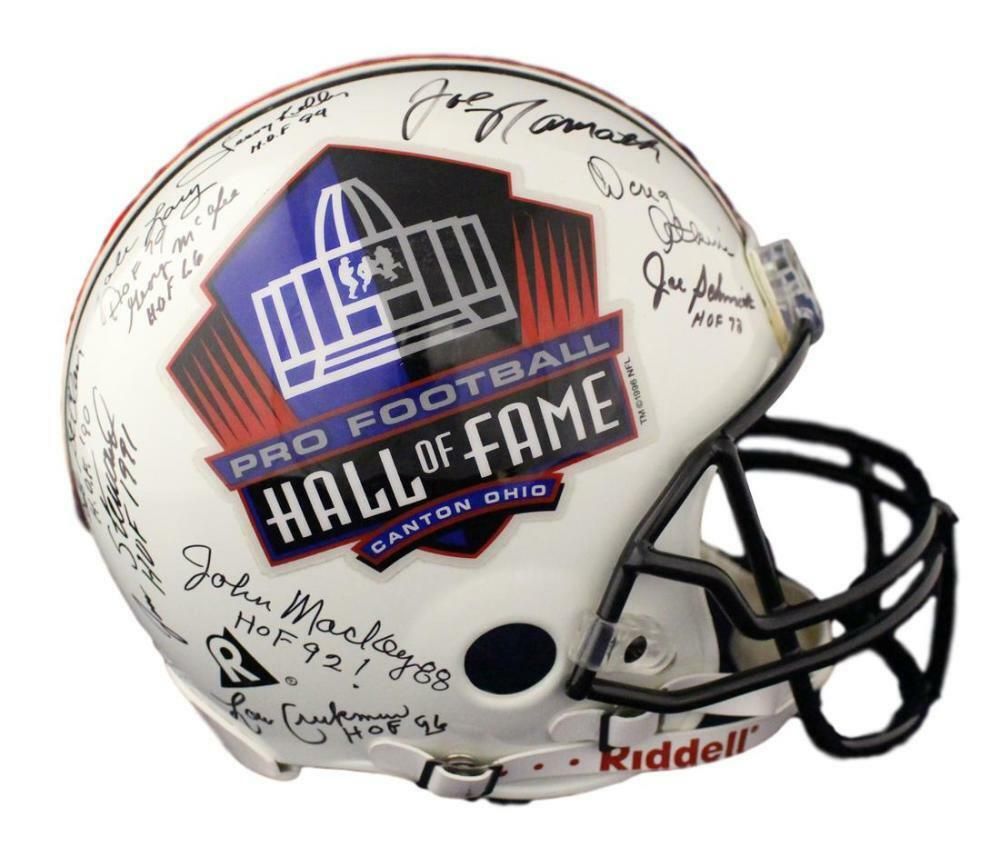Hall of Fame NFL Signed Proline Helmet 22 Sigs Namath Shula Bell BAS