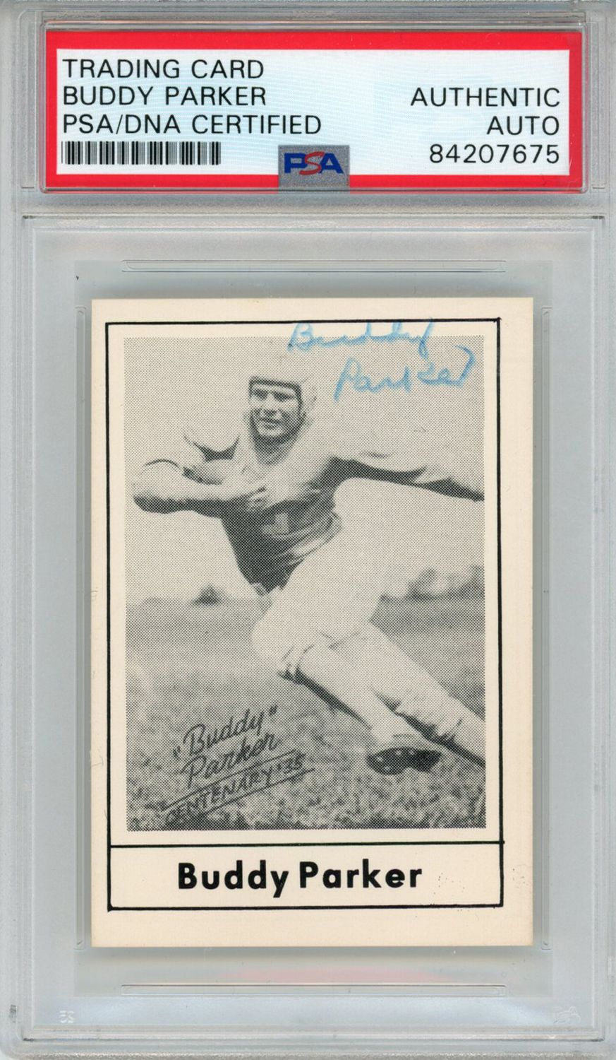 Buddy Parker Autographed 1977 Touchdown Club #41 Trading Card PSA Slab