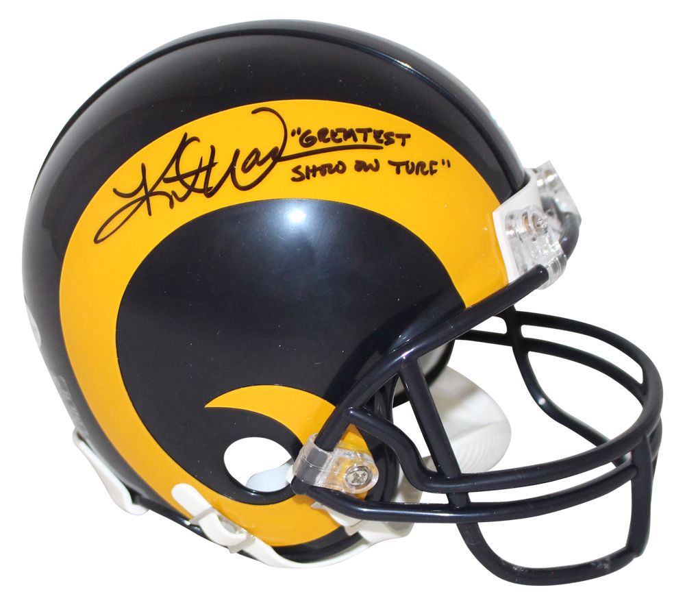 Kurt Warner Autographed St Louis Rams TB 81-99 Mini Helmet GSOT BAS