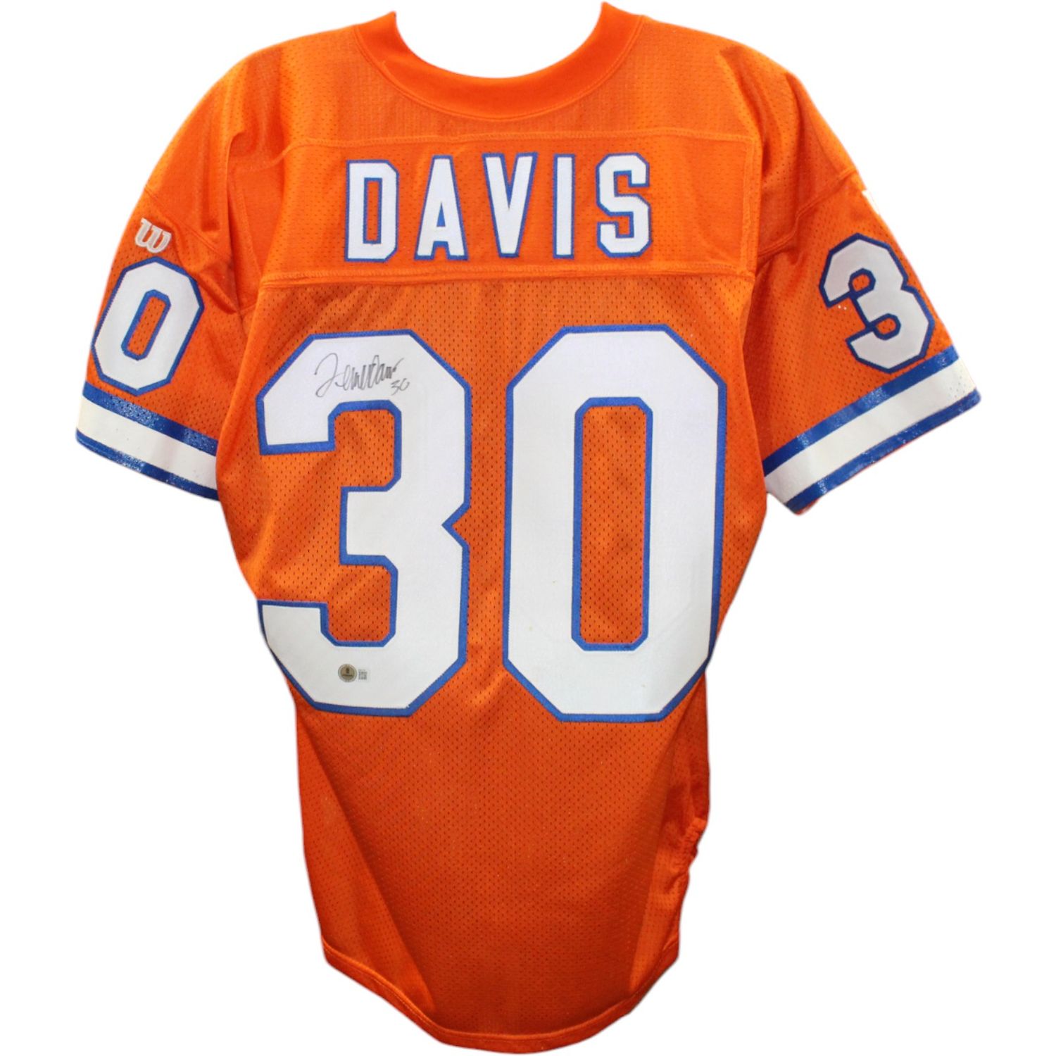 Terrell Davis Signed Broncos Wilson 48 Proline Orange Jersey Beckett 45056