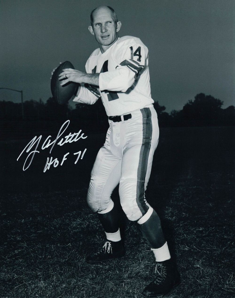 YA Tittle Autographed/Signed New York Giants 8x10 Photo HOF