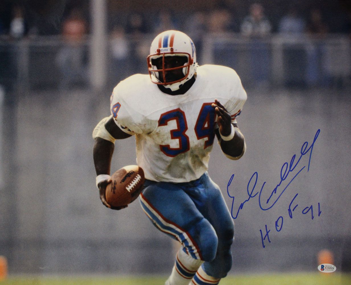 Earl Campbell Autographed/Signed Houston Oilers 16x20 Photo HOF BAS