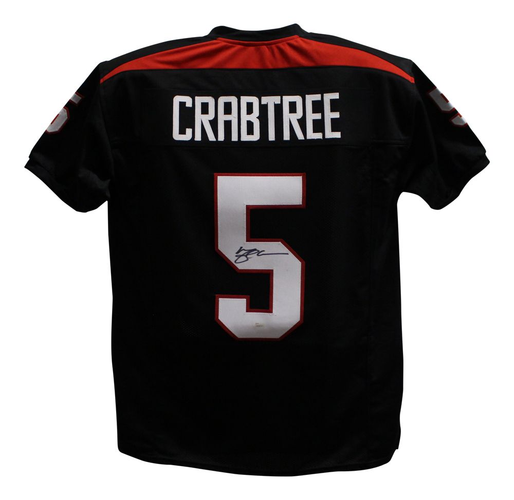 Michael Crabtree Autographed/Signed College Style Black XL Jersey JSA
