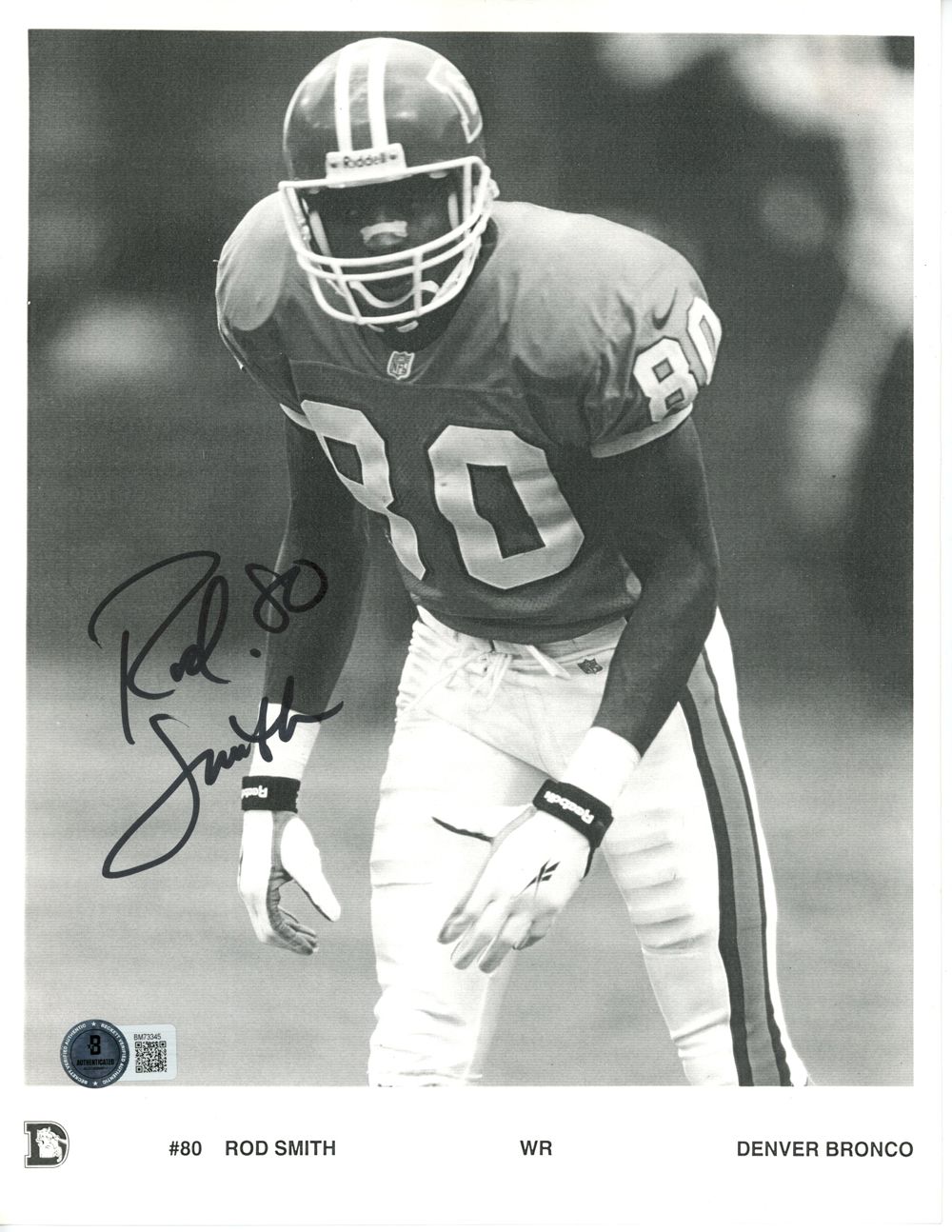 Rod Smith Autographed/Signed Denver Broncos 8x10 Photo BAS 45118
