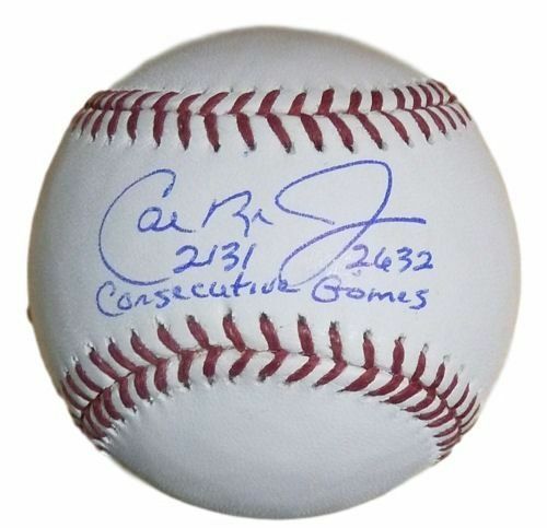 Cal Ripken Jr Autographed Baltimore Orioles Baseball w/2131 2632 Consecutive Games JSA