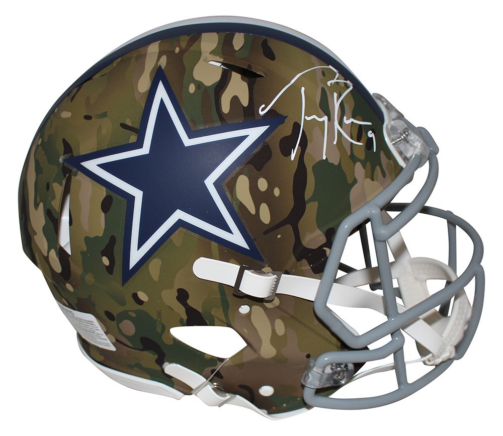 Tony Romo Autographed Dallas Cowboys Authentic Camo Helmet BAS