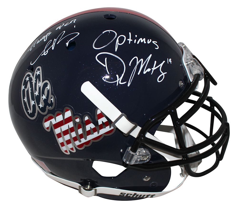 DK Metcalf &amp; AJ Brown Signed Ole Miss Rebels Authentic Blue Helmet BAS