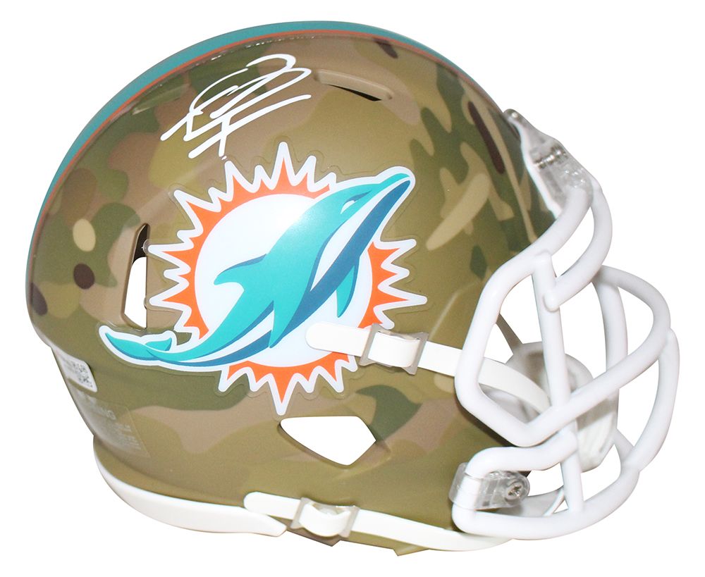 Tua Tagovialoa Autographed Miami Dolphins Camo Mini Helmet FAN