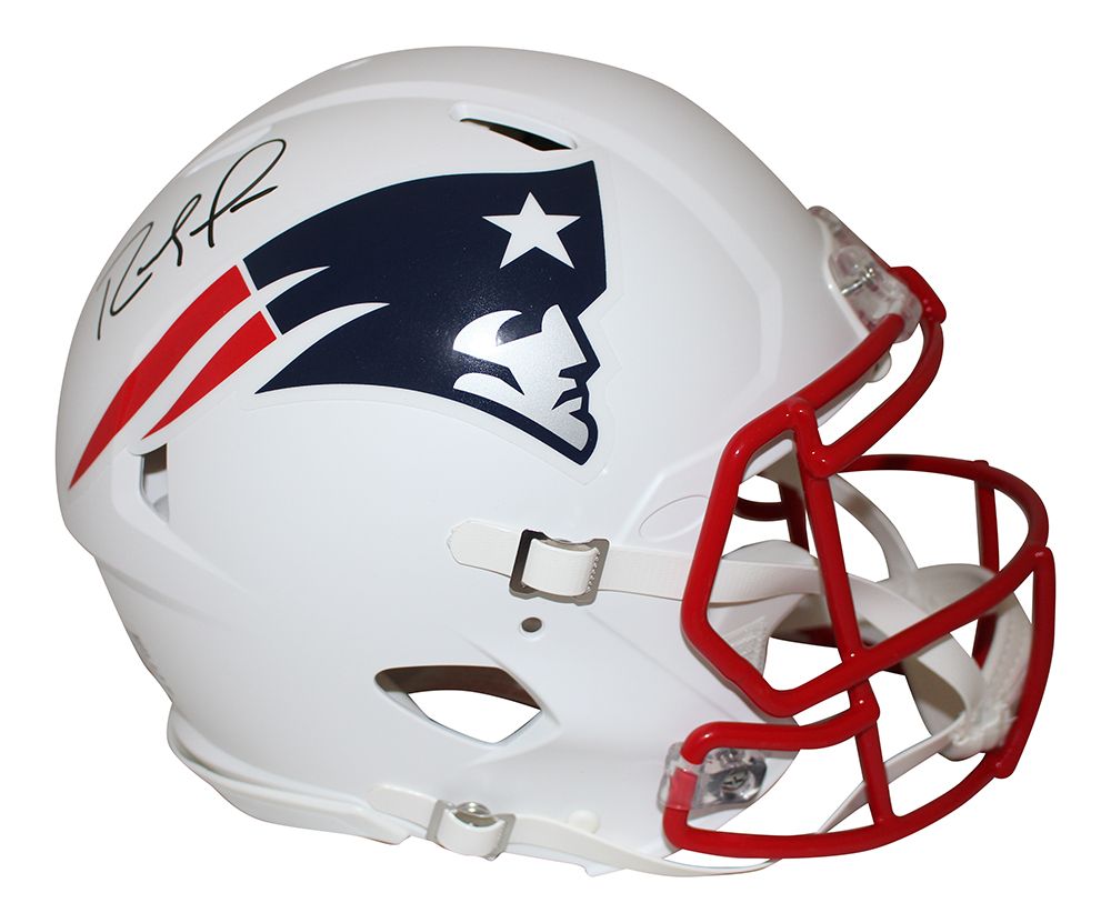 Randy Moss Signed New England Patriots Authentic Flat White Helmet BAS