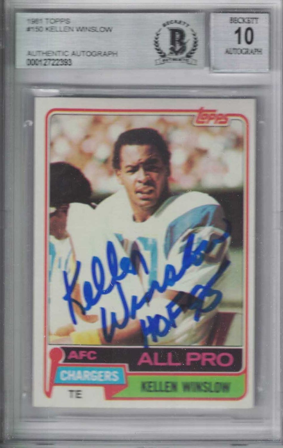 Kellen Winslow Signed Chargers 1981 Topps Rookie Card HOF BAS Slab