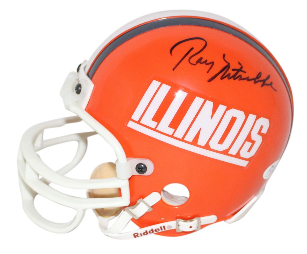 Ray Nitschke Autographed Illinois Fighting Illini Replica Mini Helmet JSA