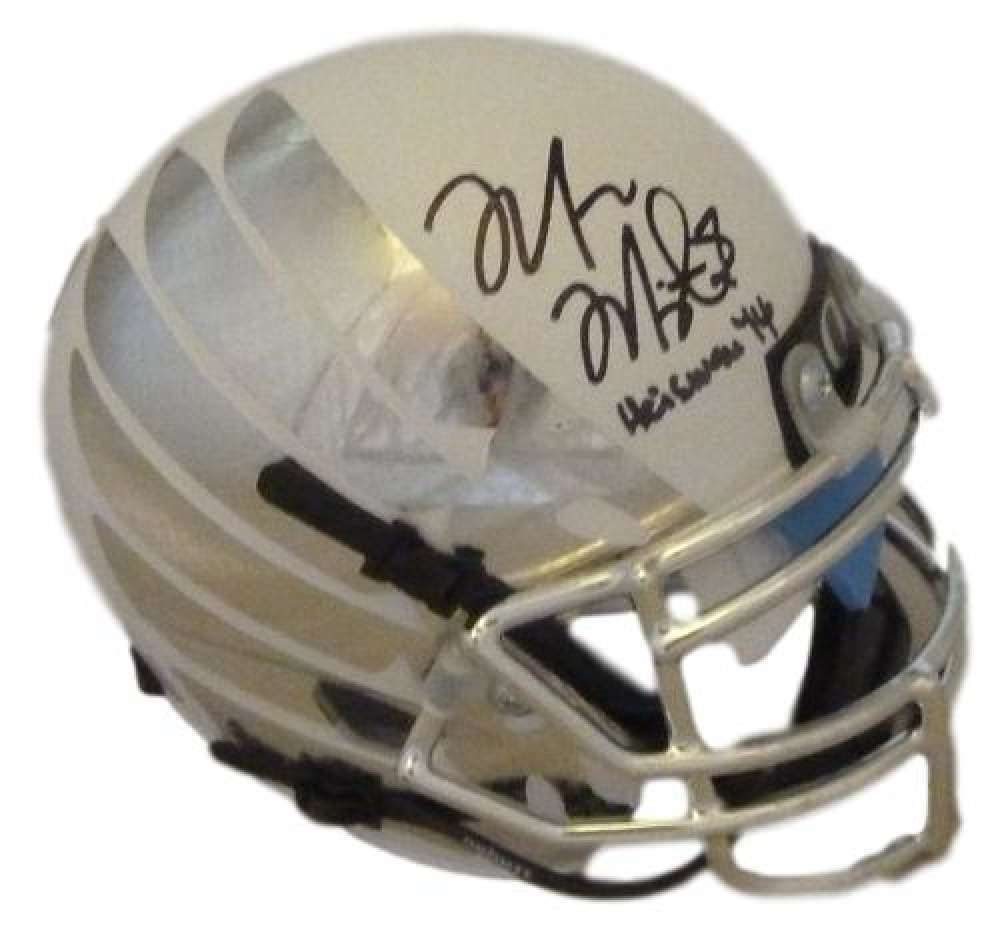 Marcus Mariota Autographed Oregon Ducks white Mini Helmet w/Heisman 15 &amp; JSA