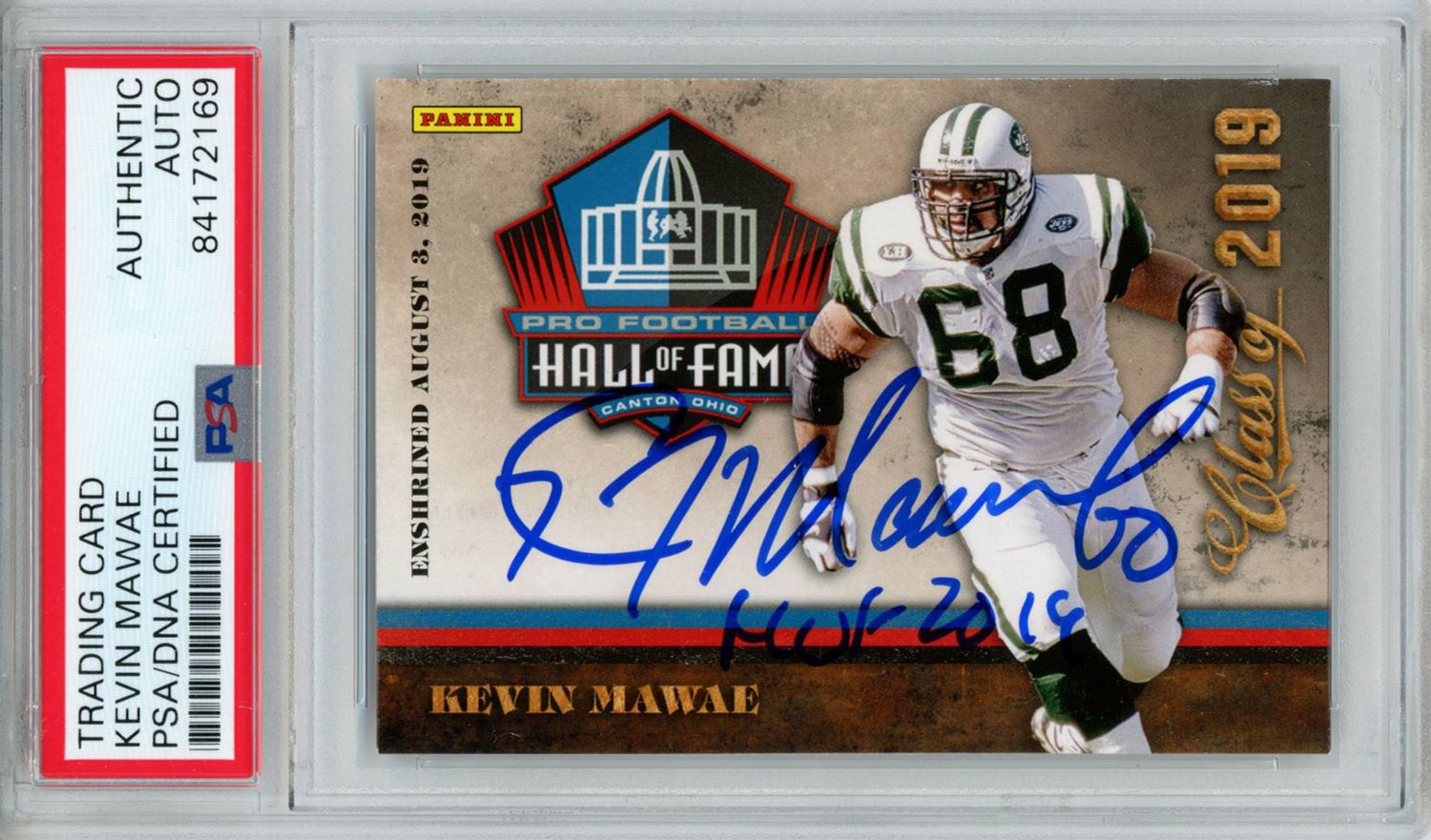 Kevin Mawae Autographed 2019 Panini Hall Of Fame Trading Card PSA Slab