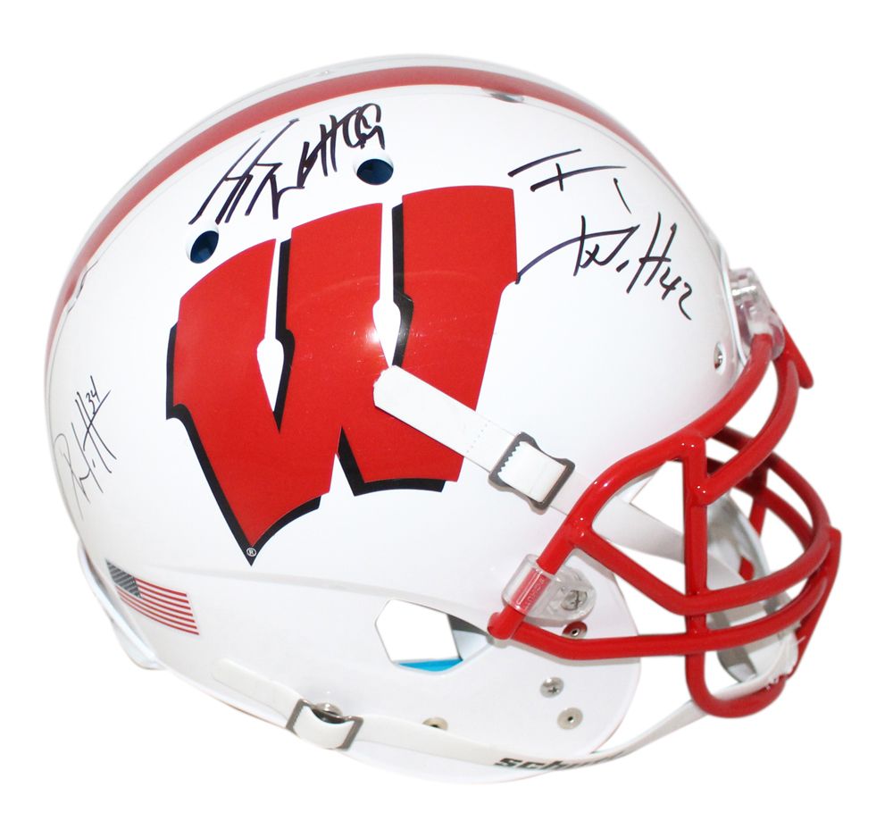 Watt Brothers Autographed Wisconsin Badgers Authentic Schutt Helmet JSA
