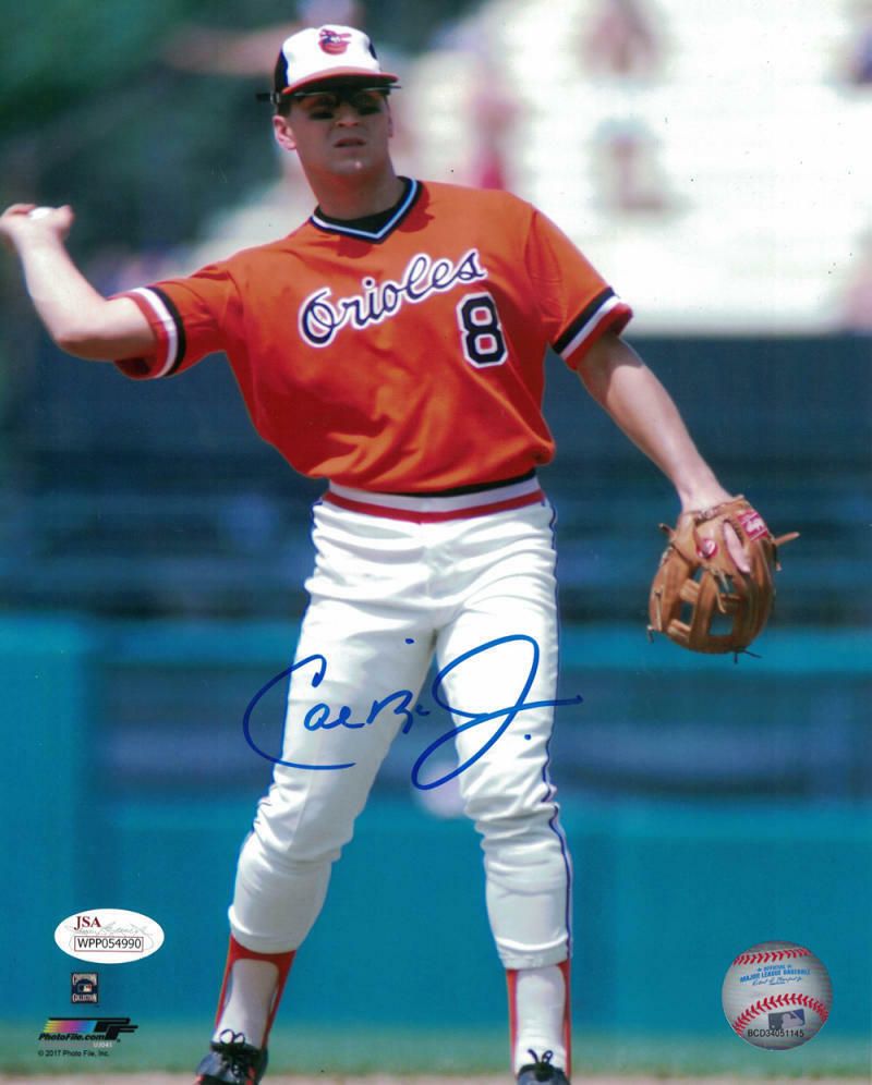 Cal Ripken Jr Autographed Baltimore Orioles 8x10 Photo Orange BAS