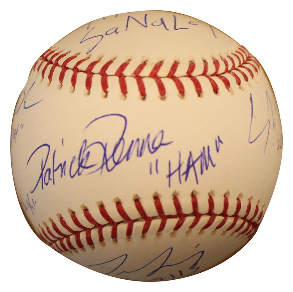 The Sandlot Autographed/Signed OML Baseball Ham, Squints 7 Sigs BAS