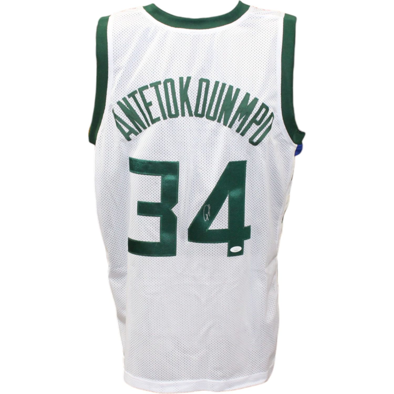 Giannis Antetokounmpo Autographed/Signed Pro Style White Jersey JSA
