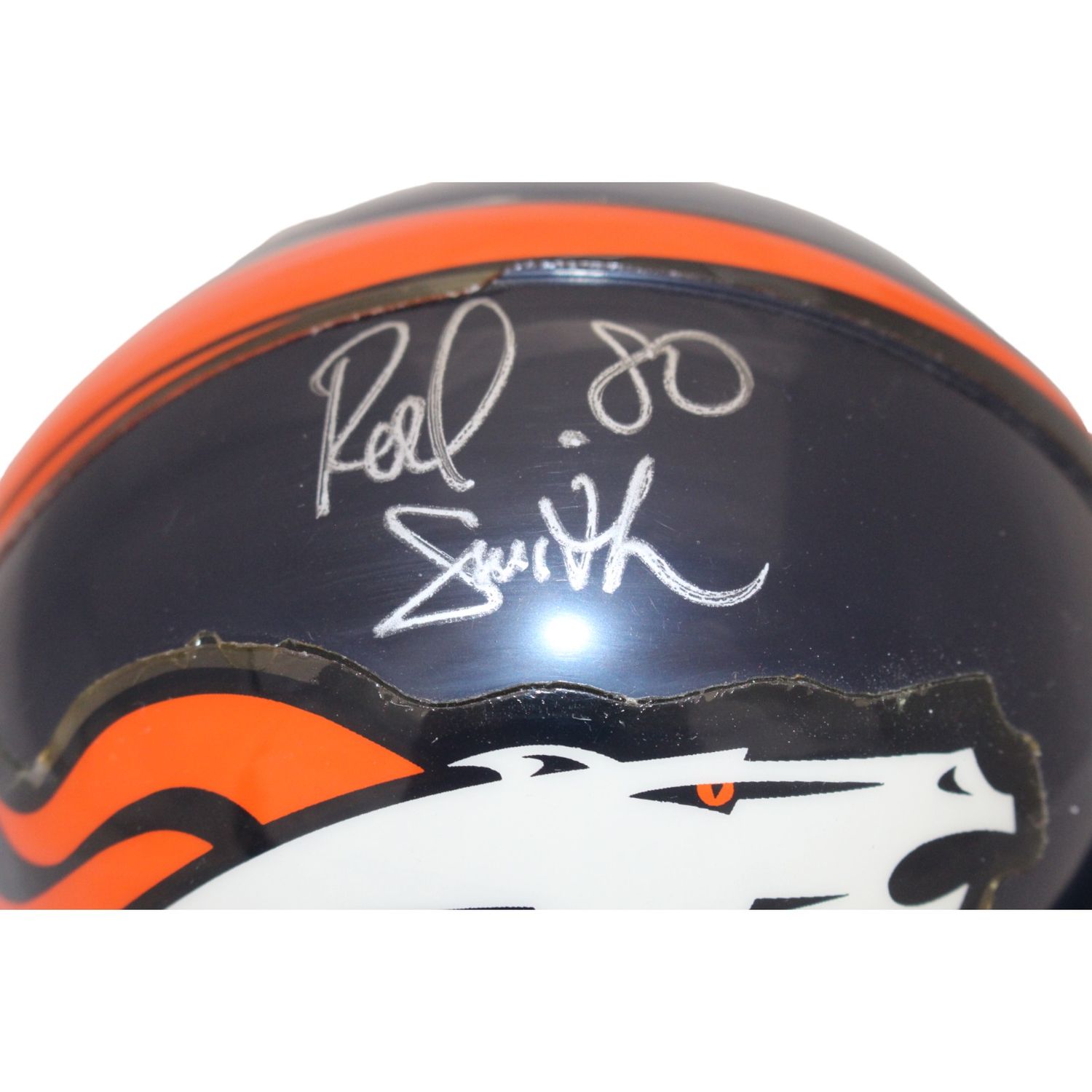 Rod Smith Autographed Denver Broncos VSR4 Replica Mini Helmet BAS 44143