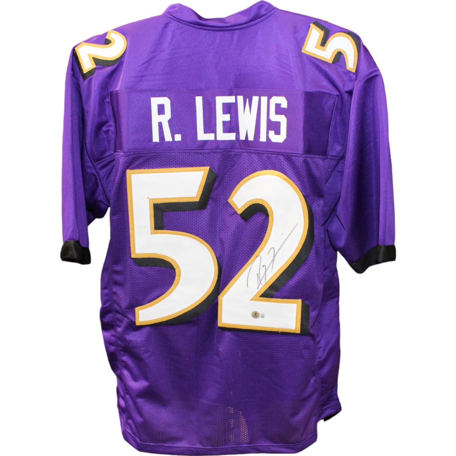 Ray Lewis Autographed/Signed Pro Style Purple Jersey Beckett