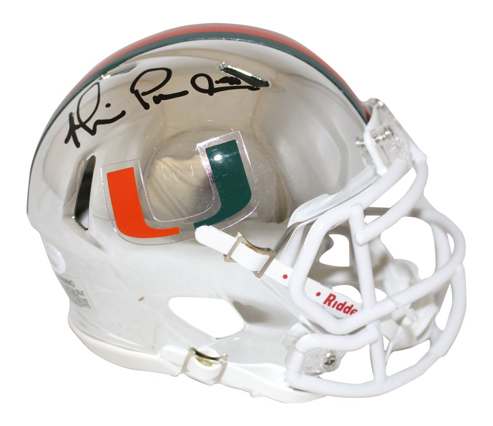 Michael Irvin Autographed/Signed Miami Hurricanes Chrome Mini Helmet JSA