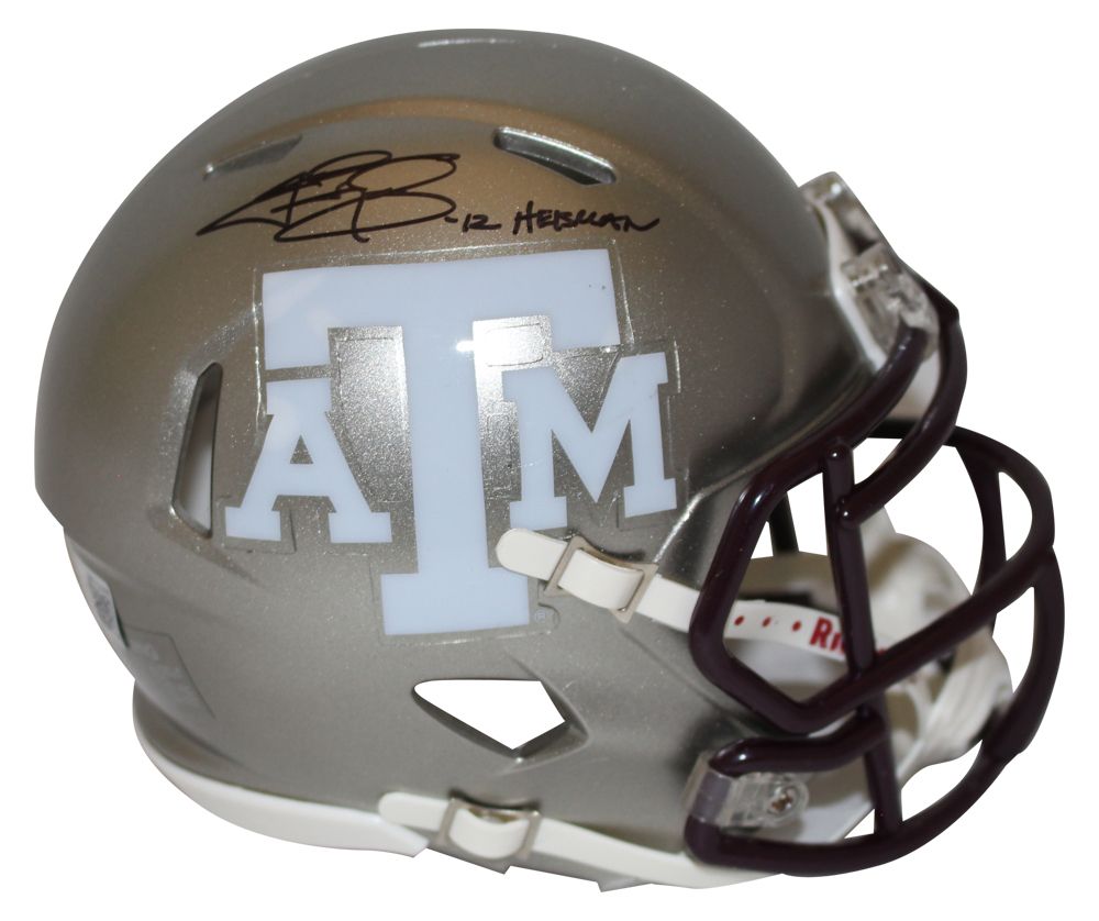 Johnny Manziel Autographed Texas A&amp;M Flash Mini Helmet Heisman BAS