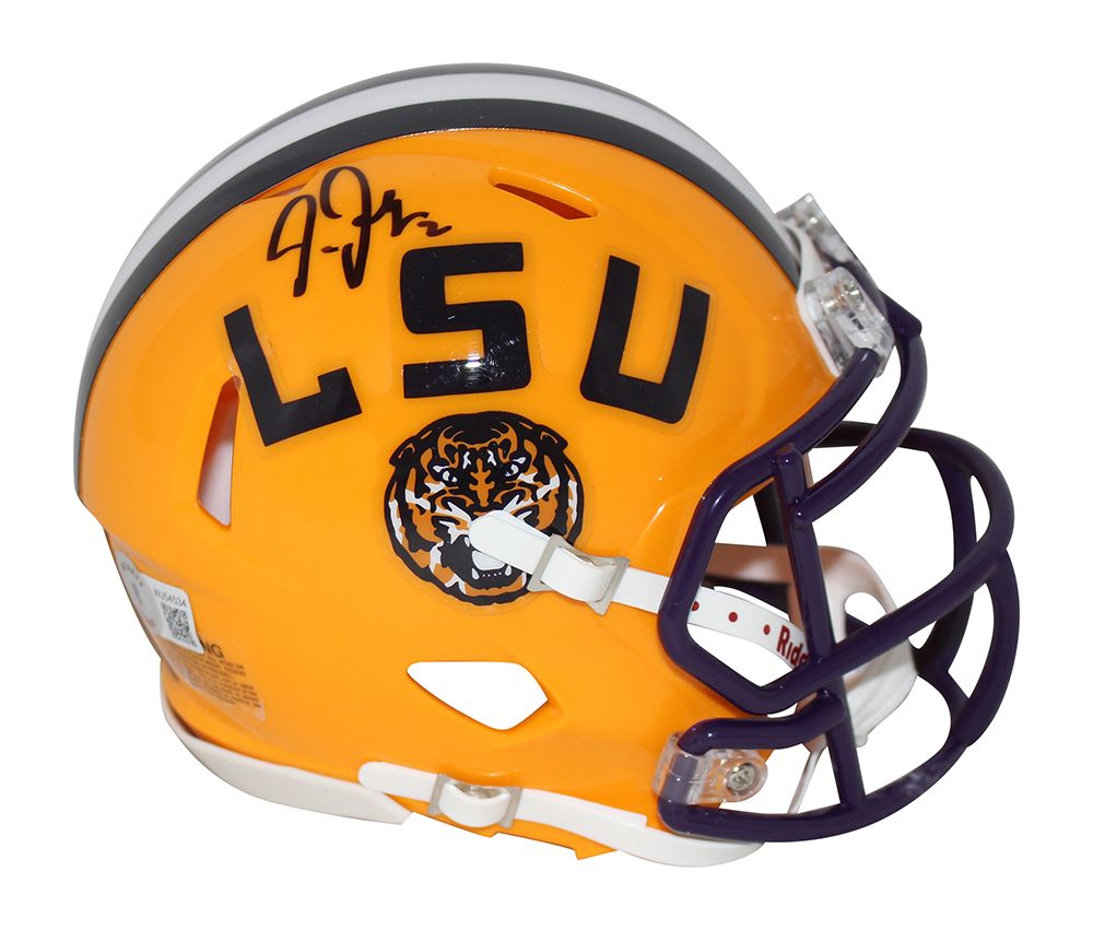 Justin Jefferson Autographed LSU Tigers Yellow Speed Mini Helmet BAS