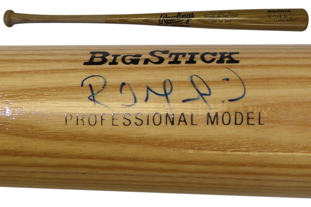 Raul Mondesi Autographed Los Angeles Dodgers Blonde Big Stick Bat JSA