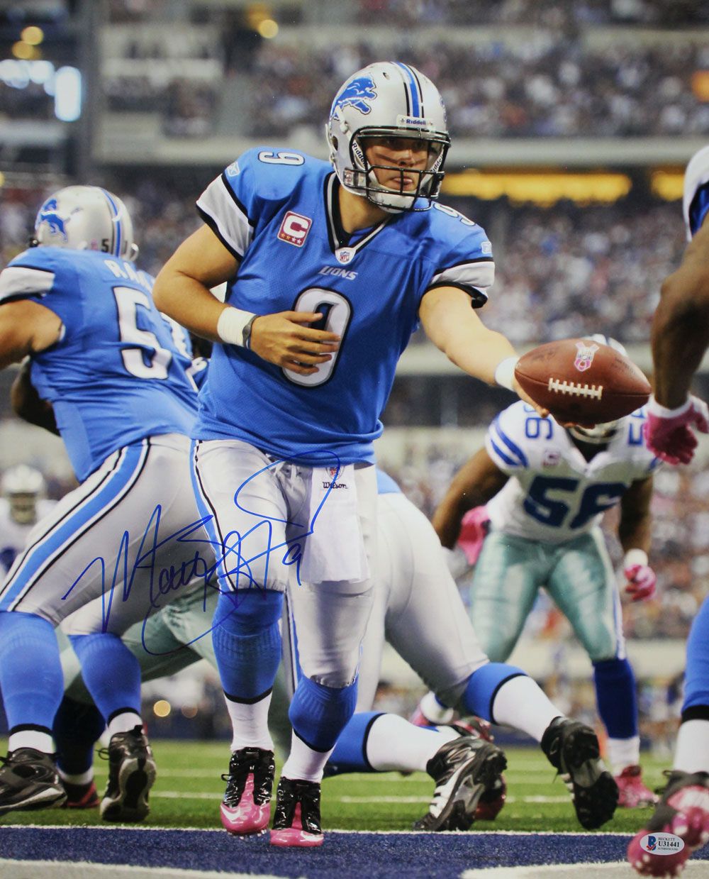 Matt Stafford Autographed/Signed Detroit Lions 16x20 Photo BAS