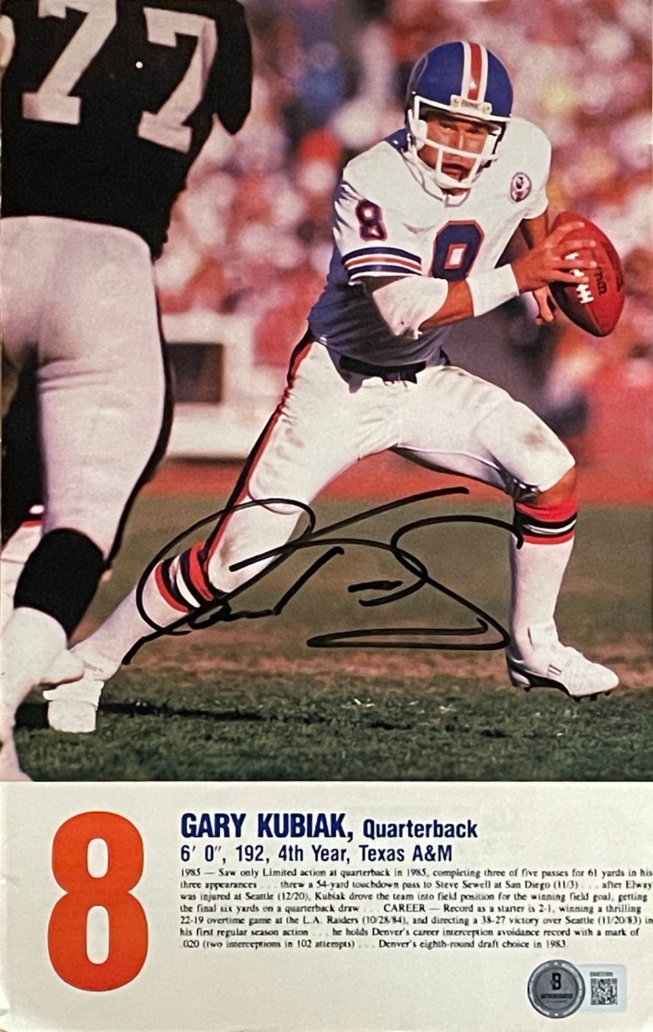 Gary Kubiak Signed Denver Broncos 11x7 Custom Cut Foam Board BAS 45028