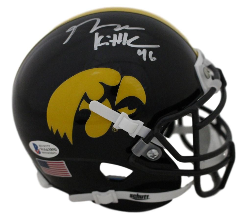 George Kittle Autographed/Signed Iowa Hawkeyes Schutt Mini Helmet BAS