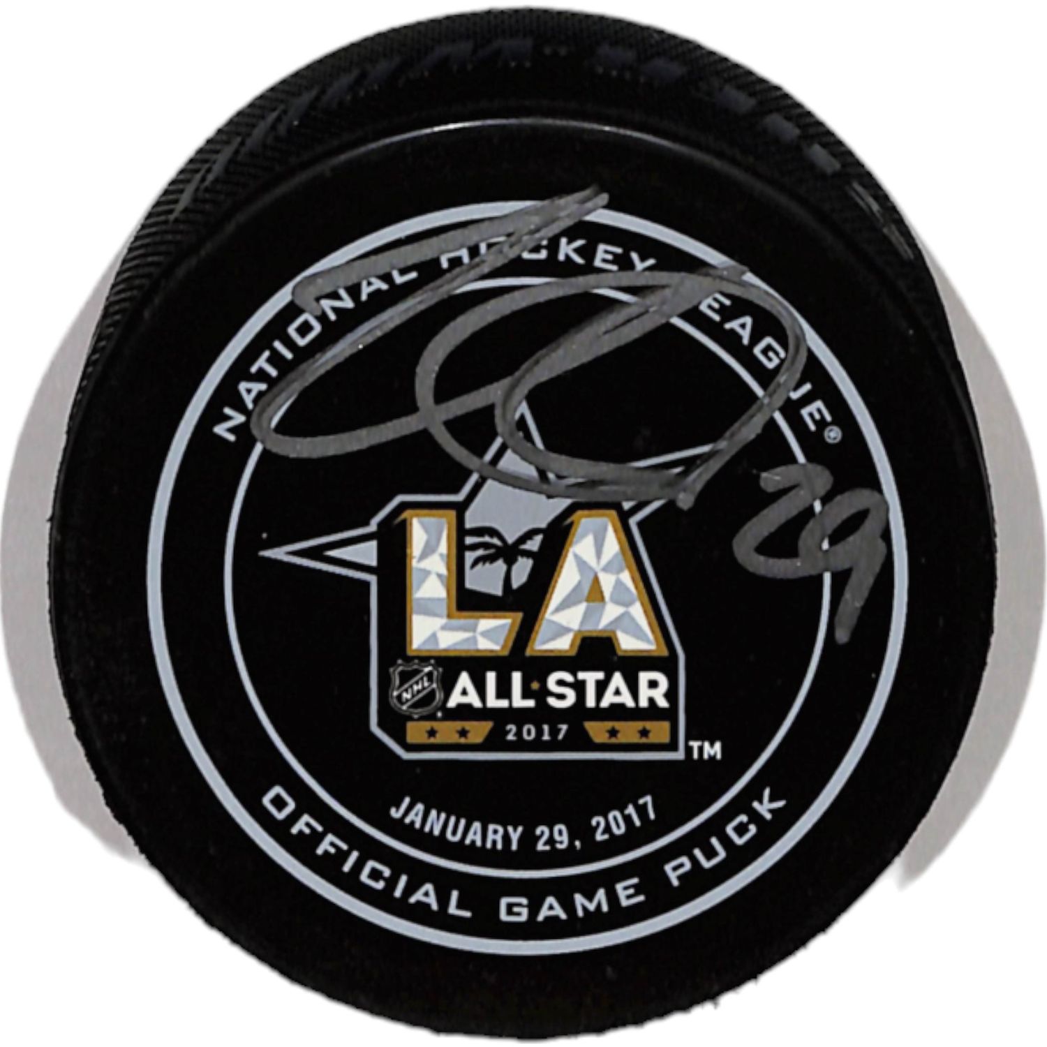 Nate MacKinnon Signed Colorado Avalanche &#39;17 ASG Hockey Puck JSA